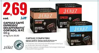 Eurospin Capsule Caffè Espresso Decaffeinato/ Cortado, 16 Pz 100 g offerta