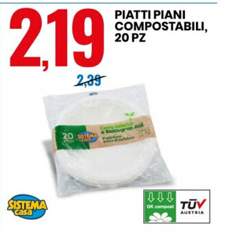 Eurospin Sistema Casa Piatti Piani Compostabili, 20 Pz offerta