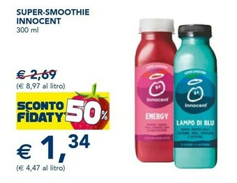 Esselunga Innocent Super Smoothie Mandarino, Carota, Mela, Zenzero, Semi Di Lino E Vitamine offerta