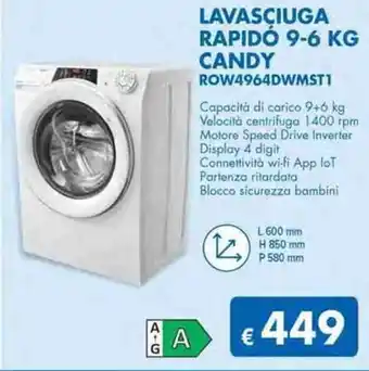 MD Discount Candy Lavasciuga Rapidó 9-6 kg ROW4964DWMST1 offerta