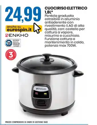 Cuociriso Elettrico 1,8L 700W