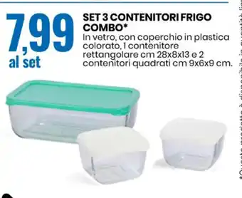 Eurospin Set 3 Contenitori Frigo Combo 28x8x13 e 2 , 9x6x9 cm offerta