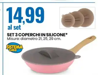Eurospin Sistema casa al set 3 Coperchi In Silicone 21,25, 29 cm offerta