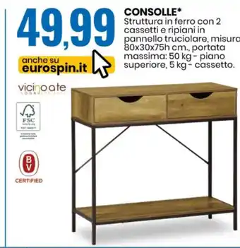 Consolle 80x30x75h cm. 50 kg.