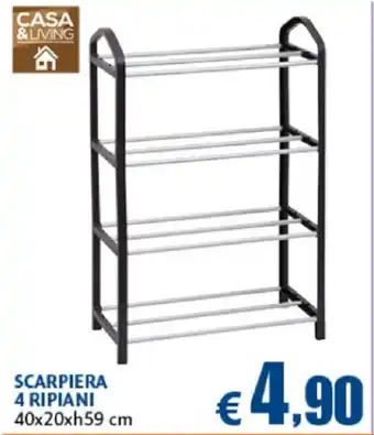 Casa & Co Casa & Living Scarpiera 4 Ripiani 40x20xh59cm offerta