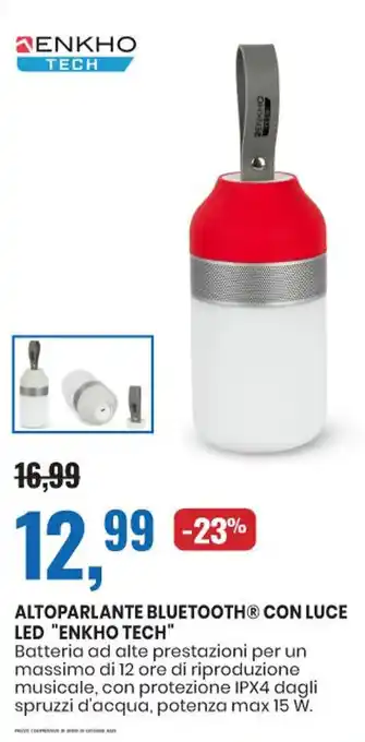 Eurospin Enkho Tech Altoparlante Bluetooth Con Luce LED offerta