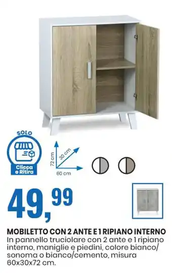 Mobiletto con 2 Ante 1 Ripiano Interno