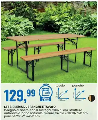 Set Birreria Due Panche e tavolo