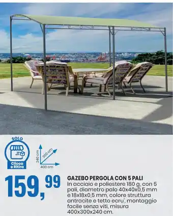 Gazebo Pergola con 5 Pali
