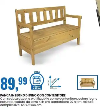Panca in Legno di Pino con Contenitore
