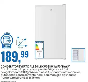 Daya Congelatore Verticale 60 L DCV08SM3WF0