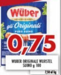 MA Supermercati Wuber Originale Wurstel Suino 100 g offerta