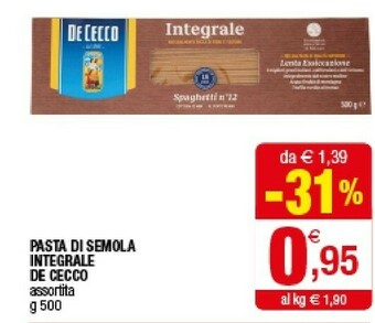 Iperal De Cecco Pasta Di Semola offerta