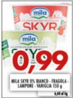 Mila Skyr 0% Bianco Fragola-Lampone Vaniglia 150 g
