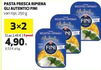 Coop Fini Modena Fini - Ravioli Ricotta E Spinaci Gli Autentici 250 G(ml) offerta