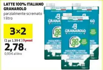 Coop Granarolo G Plus Da Latte 100% Italiano Parzialmente Scremato 1000 G(ml) offerta