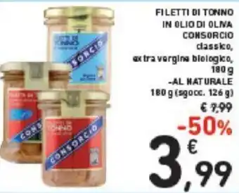 Conad Consorcio Filetti di Tonno in Olio di Oliva 180 g offerta