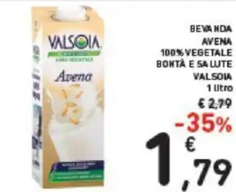 Conad Valsoia Bevanda Avena 100% Vegetale Bontà e Salute 1 litro offerta