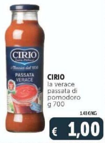 Deco Supermercati Cirio la verace passata di pomodoro 700 g offerta