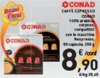 Conad Conad Caffè espresso 50 capsule, 250 g offerta