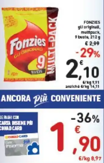 Conad Fonzies 9 buste, 212 g offerta