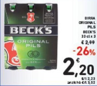 Conad Beck's Birra Original Pils 33 cl x 3 offerta