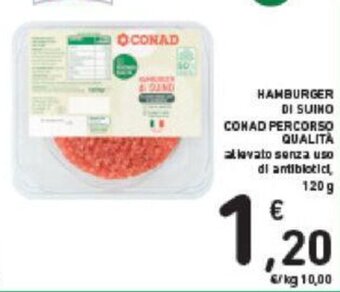 Conad Conad Percorso Qualità Hamburger di Suino 120 g offerta