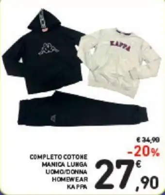Conad Kappa Homewear Completo Cotone Manica Lunga uomo/donna offerta