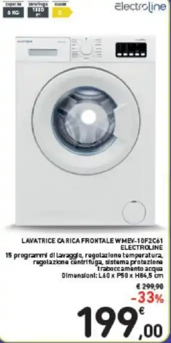 Conad Electroline Lavatrice Carica Frontale WMEV-10F2C61 L60 x P50 x H84,5 cm offerta
