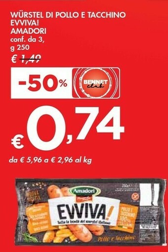 Amadori Wurstel Di Pollo E Tacchino Eviviva!