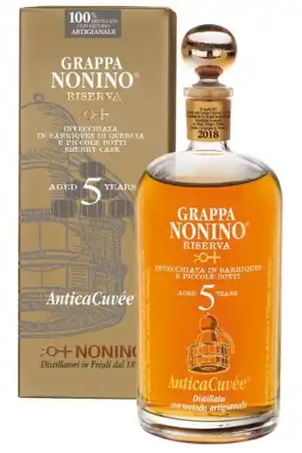 Grappa artigianale nonino antica cuvée riserva aged 5 years 70cl (astucciato)