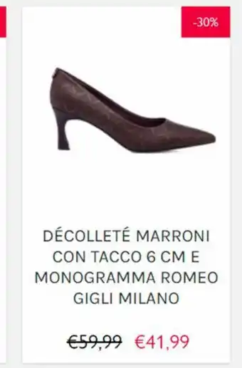 Decollete marroni con tacco 6 cm e monogramma romeo gigli milano