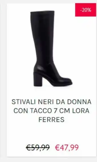 Stivali neri da donna con tacco 7cm lora ferres
