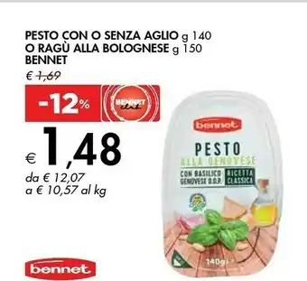 Bennet Bennet Pesto Con O Senza Aglio 140 G O Ragu Alla Bolognese 150 G offerta