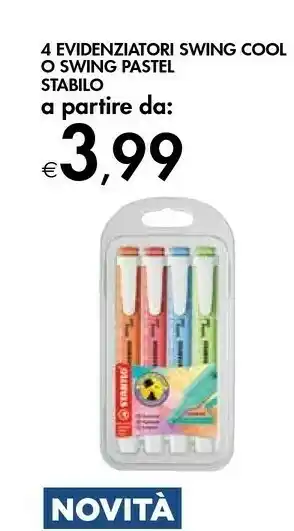 Bennet Stabilo 4 Evidenziatori Swing Cool offerta