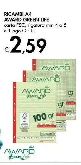 Bennet Award Ricambi A4 Green Life offerta