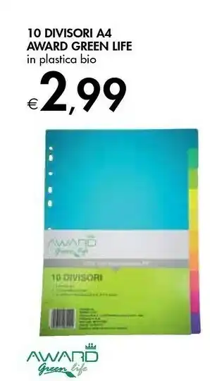 Bennet 10 Divisori A4 Green Life offerta