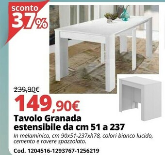 Brico Io Tavolo Granada Estensibile Da Cm 51 A 237 offerta