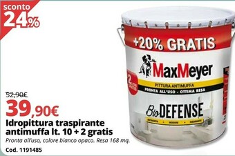 Idropittura Traspirante Antimuffa Lt 10 + 2 Gratis