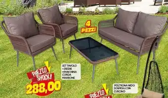 Risparmio Casa Set Tavolo + 2 Sedie + Panchina Corda Marrone offerta
