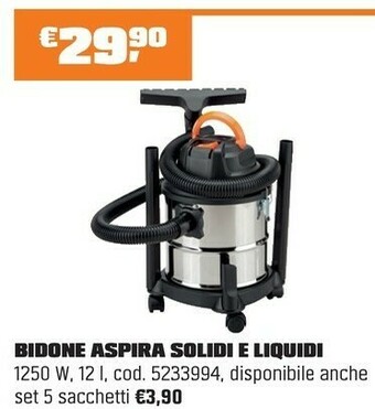OBI BIDONE ASPIRA SOLIDI E LIQUIDI offerta