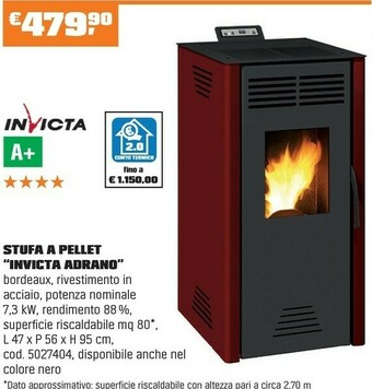 OBI STUFA A PELLET “INVICTA ADRANO” offerta