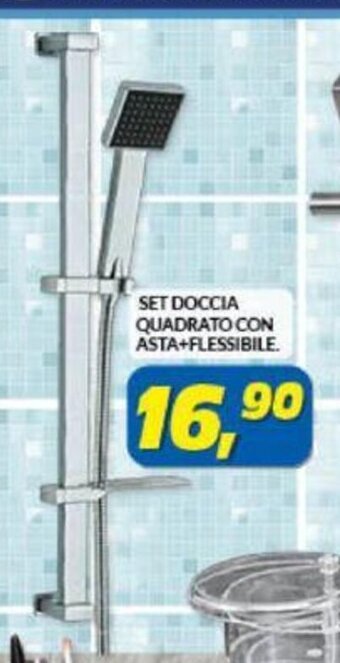 Set Doccia Quadrato Con Asta + Flessibile