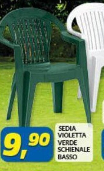 Sedia Violetta Verde Schienale Basso
