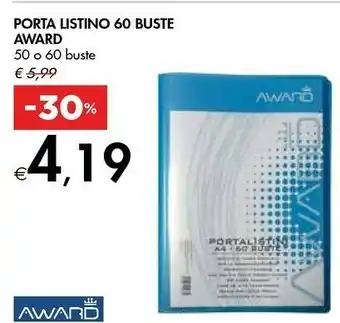 Bennet Award Porta Listino 60 Buste offerta
