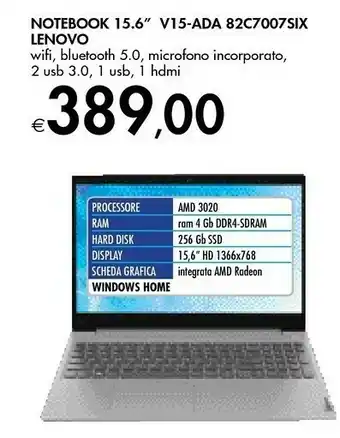 Lenovo Notebook 15.6 V15-ada 82c7007six