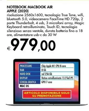 Bennet Apple Notebook Macbook Air 2020 offerta