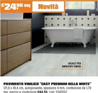 OBI PAVIMENTO VINILICO “EASY PREMIUM HELLA WHITE” offerta
