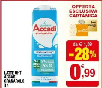 Iperal Granarolo Latte UHT Parzialmente Scremato A Lunga Conservazione 1000 G(ml) offerta