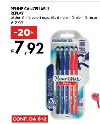 Papermate Penne Cancellabili Replay Blister 8 + 2